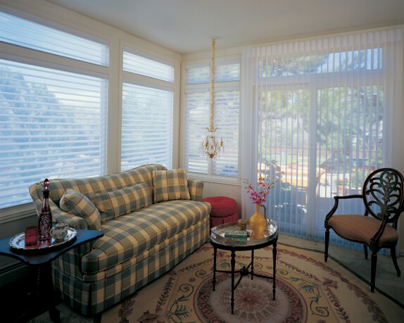 Silhouettes and Luminette counterparts motorized in a living room